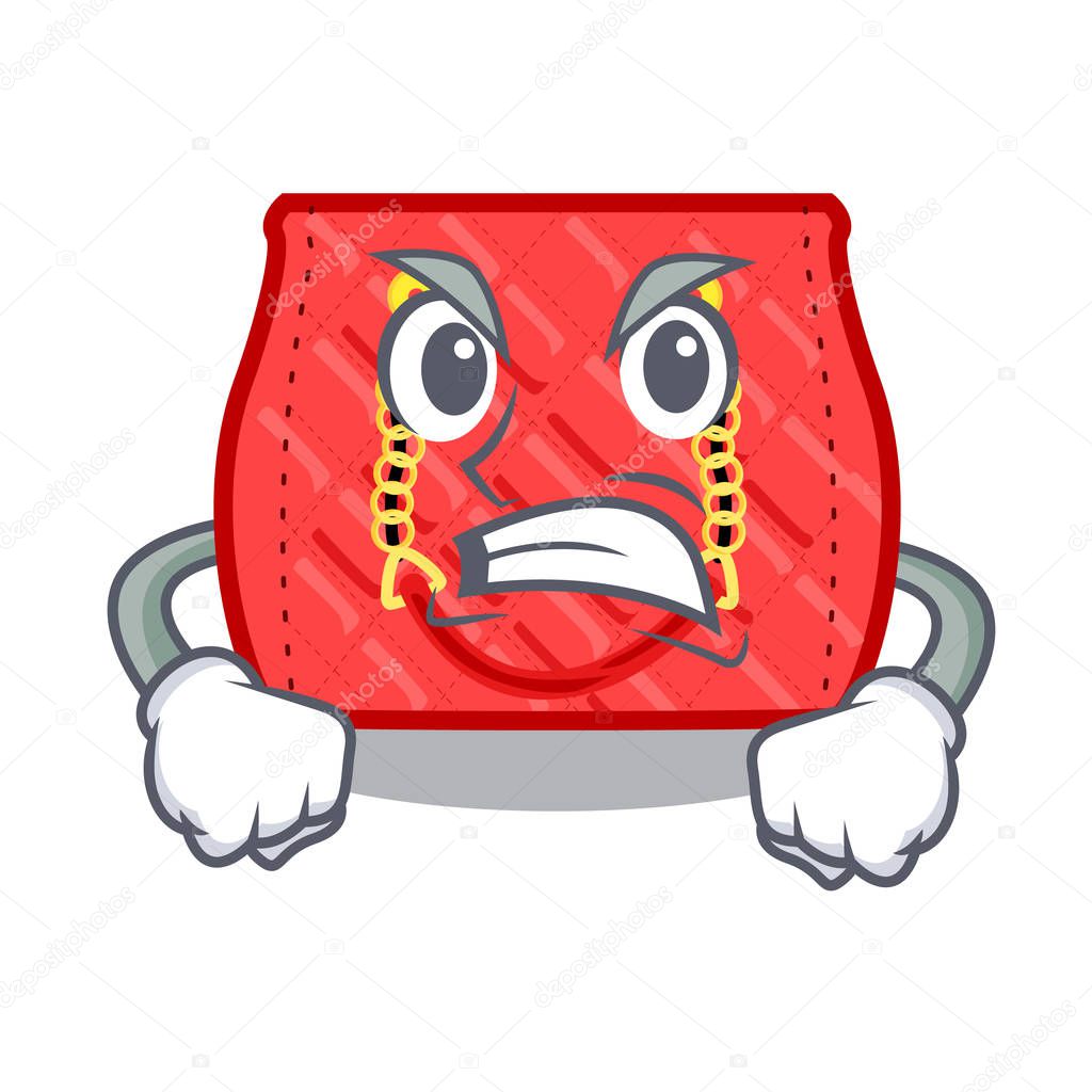 Angry quilted purse by shape character fuuny vector illustration