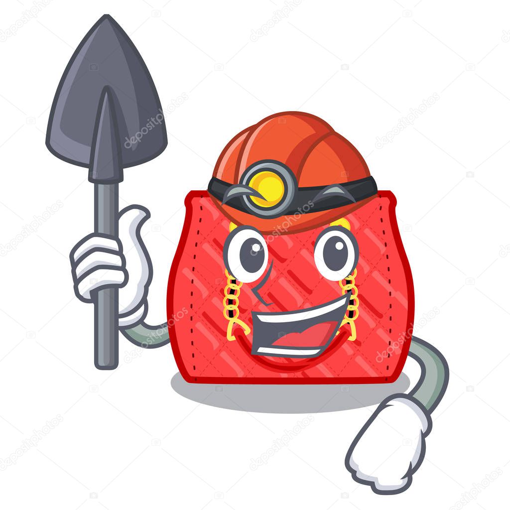 Miner quilted purse by shape character fuuny vector illustration