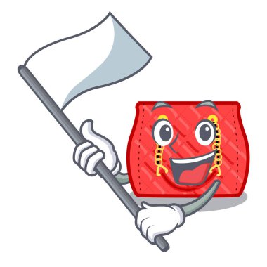 Bayrak moda çanta omuz ile kadın karikatür vektör çizim