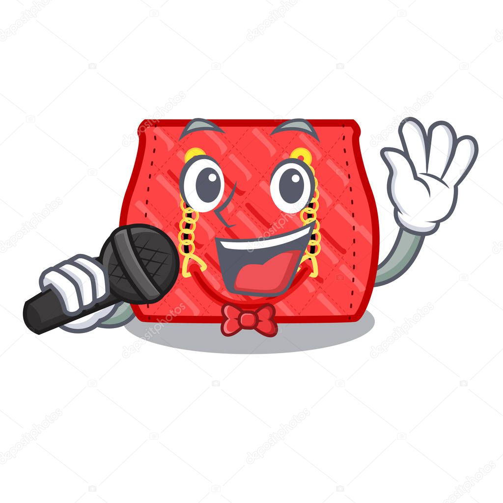 Singing quilted purse by shape character fuuny vector illustration