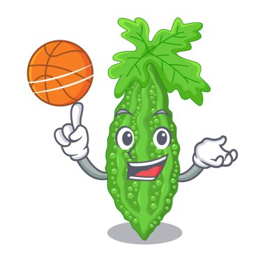 Bir maskot vektör illustratation izole basketbol acı kavun ile