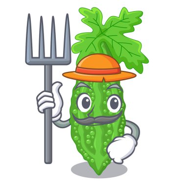 Çiftçi acı kavun bir maskot vektör illustratation izole