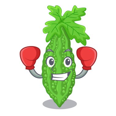 Boks acı kavun bir maskot vektör illustratation izole