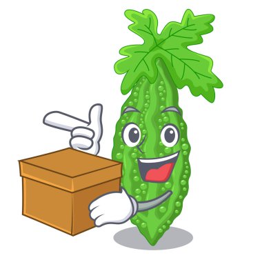 Şeklin çizgi film vektör llustration Tarih ile kutu acı kavun kabak