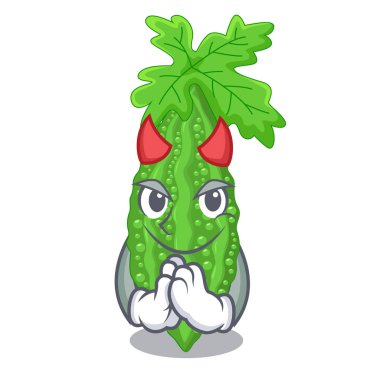 Şeytan acı kavun karakter sebze taze vektör çizim üzerinde