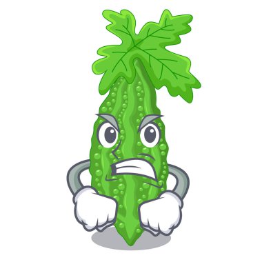 Kızgın acı kavun karakter sebze taze vektör çizim üzerinde