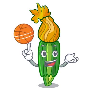 Maskot vektör çizim karıştırılarak elde edilen basketbol kabak çiçekleri ile
