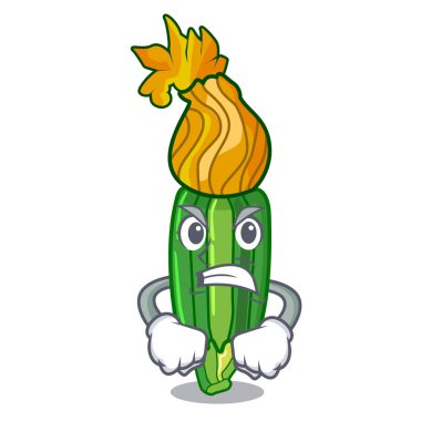 Zuchini komik vektör çizim öfkeli çiçek karakteri