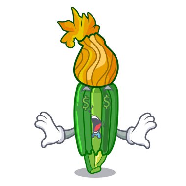 Para göz çiçek zuchini kabak karikatür vektör çizim dekore edilmiş.