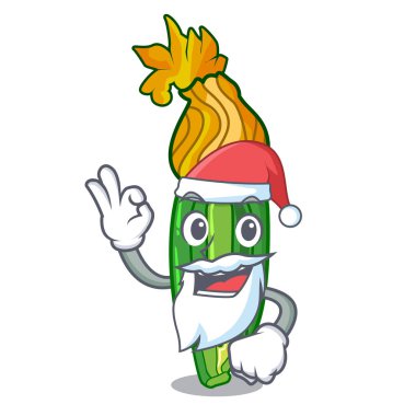 Çizgi film vektör çizim üzerinde dekore edilmiş Santa çiçek zuchini kabak