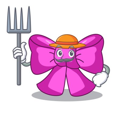 Maskot vektör illüstrasyon izole Çiftçi papyon şerit