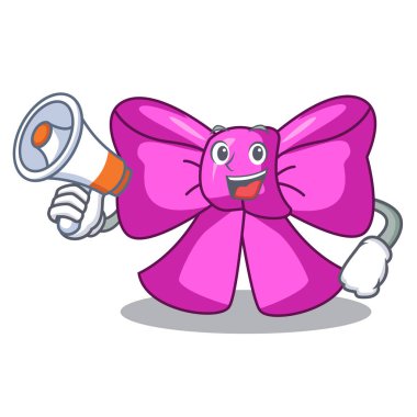 Maskot vektör illüstrasyon izole megafon papyon kurdele ile