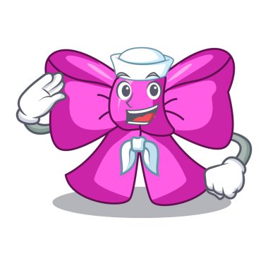 Maskot vektör illüstrasyon izole denizci papyon şerit