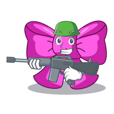 Maskot vektör illüstrasyon izole ordu papyon şerit