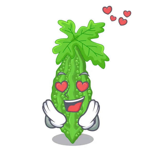 在爱苦瓜字符在蔬菜新鲜向量例证 — 图库矢量图片