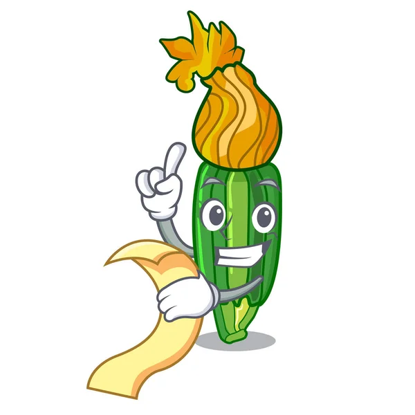 Μενού Λουλούδια Χαρακτήρα Μια Εικονογράφηση Διάνυσμα Αστεία Zuchini — Διανυσματικό Αρχείο