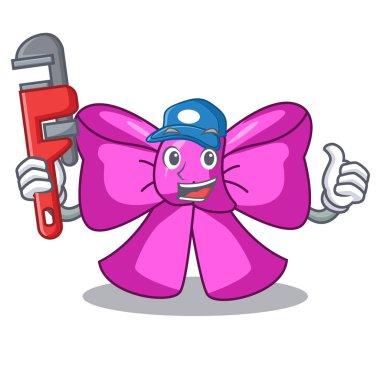 Tesisatçı hediye papyon karikatür vektör illüstrasyon izole