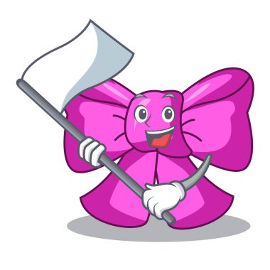 Bayrak hediye izole karikatür vektör çizim üzerinde papyon ile