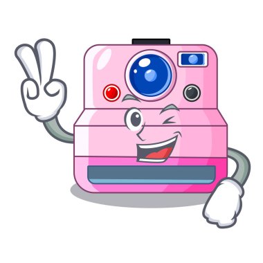 İki parmak anlık fotoğraf makinesi ile revoke karikatür resim vektör çizim