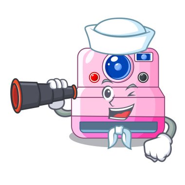 Denizci dürbün anlık fotoğraf makinesi şekil karakter vektör çizim ile