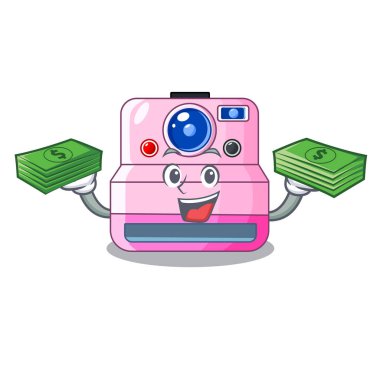 Para anlık fotoğraf makinesi ile bir şekil karakter vektör çizim içinde