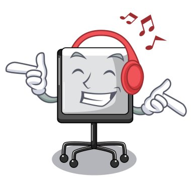 Dinleme müzik tanıtım kurulu karikatür kat vektör çizim