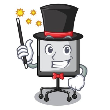 Sihirbaz sunuyu kurulu göl kenarında bir maskot vetor illüstrasyon