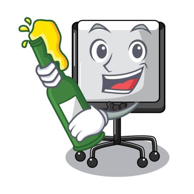 Bira tanıtım kurulu ile göl kenarında bir maskot vetor illüstrasyon