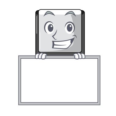 Carttoon vektör çizim üzerinde boş tahta prestation kurulu grafikle sırıtarak