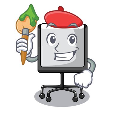 Sanatçı prestation kurulu grafik carttoon vektör çizim üzerinde boş