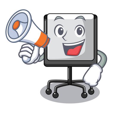 Carttoon vektör çizim üzerinde boş megafon prestation kurulu grafikle