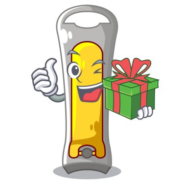 Hediye paslanmaz çelik ile kesici karikatür vektör çizim üzerinde çivi