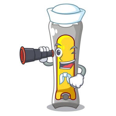 Denizci karikatür vektör çizim üzerinde dürbün paslanmaz çelik çivi kesici ile