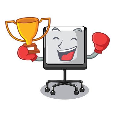 Kazanan tanıtım kurulu göl kenarında bir maskot vetor illüstrasyon boks