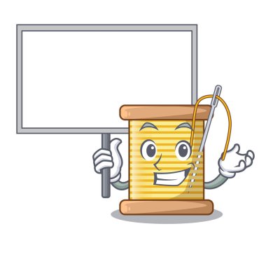 İğne iplik biriktirme karikatür vektör çizim kurulu bobin getirmek