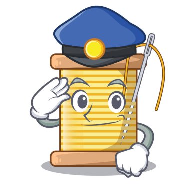 Polis bobin iğne iplik biriktirme karikatür vektör çizim ile