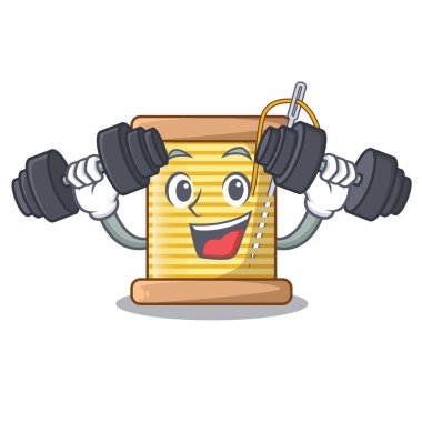 Fitness bobin iğne iplik biriktirme karikatür vektör çizim ile
