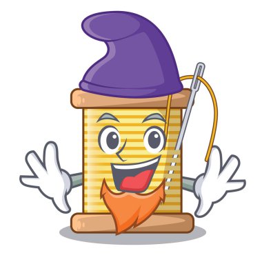 Elf bobin iğne iplik biriktirme karikatür vektör çizim ile