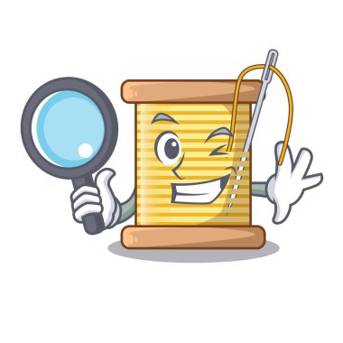 Dedektif bobin iplik üzerinde biriktirme karakter vektör çizim ile