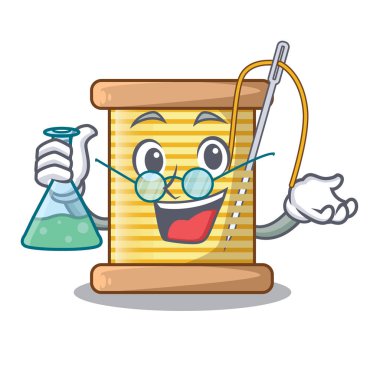 Profesör bobin iplik üzerinde biriktirme karakter vektör çizim ile