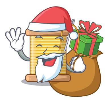 Noel Baba hediye iş parçacığı biriktiricide şekli çizgi film vektör çizim ile