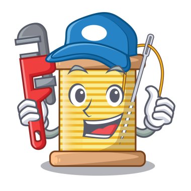 Tesisatçı iplik biriktiricide şekli çizgi film vektör çizim