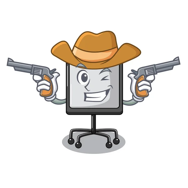 Tableau Prestation Cowboy Blanc Sur Illustration Vectorielle Carttoon — Image vectorielle