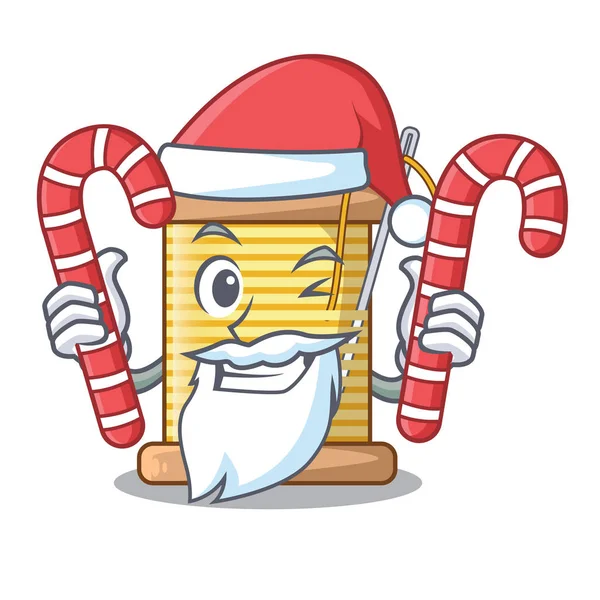 Santa Con Carrete Hilo Caramelo Una Ilustración Vector Dibujos Animados — Vector de stock