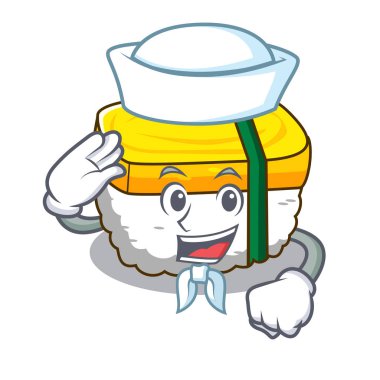 Denizci tamago suşi göl kenarında bir maskotunu vektör çizim