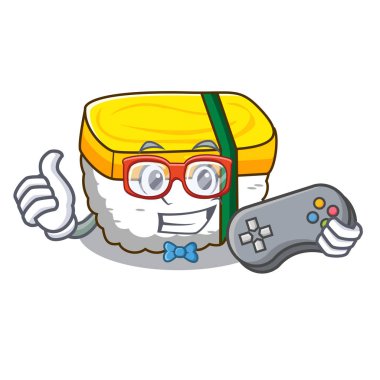 Şeklin çizgi film vektör çizim oyun tamago suşi