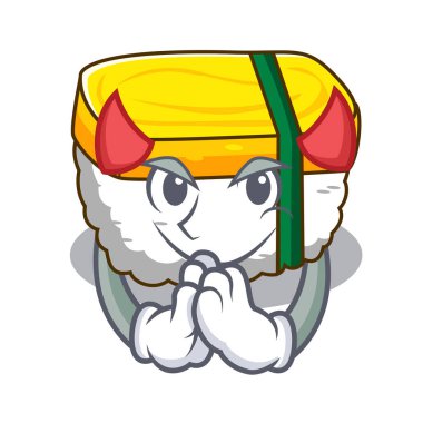 Şeytan tamago suşi bir şekil karikatür vektör çizim