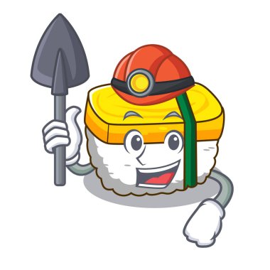 Madenci tamago suşi bir şekil karikatür vektör çizim