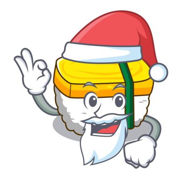 Santa tamago suşi bir yumurta karakter vektör çizim kullanarak