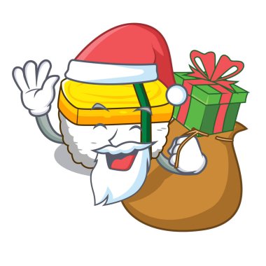 Noel Baba hediye tamago suşi bir yumurta karakter vektör çizim kullanarak ile